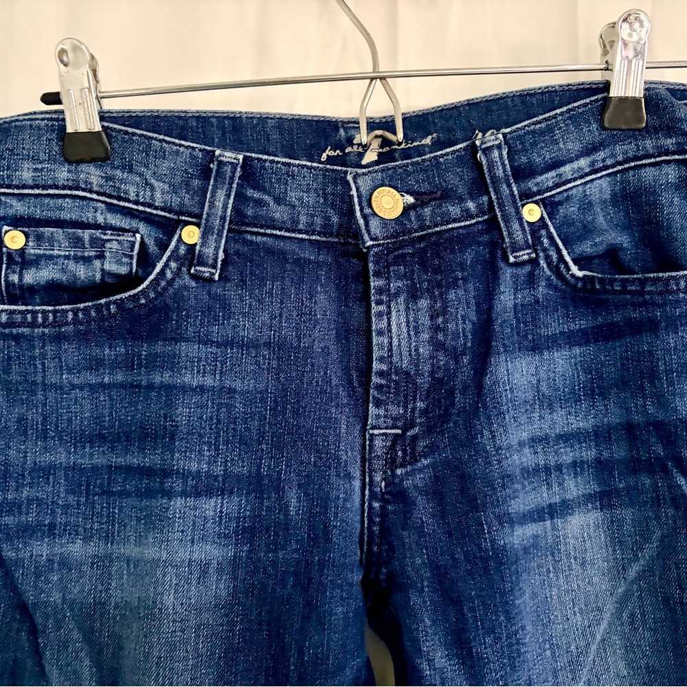 7 For All Mankind Dark Blue Straight Leg Jeans - Picture 4 of 5